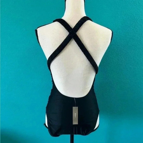 New with tags j crew black Scrunchie-strap plunge one-piece in size 0 - Picture 4 of 7